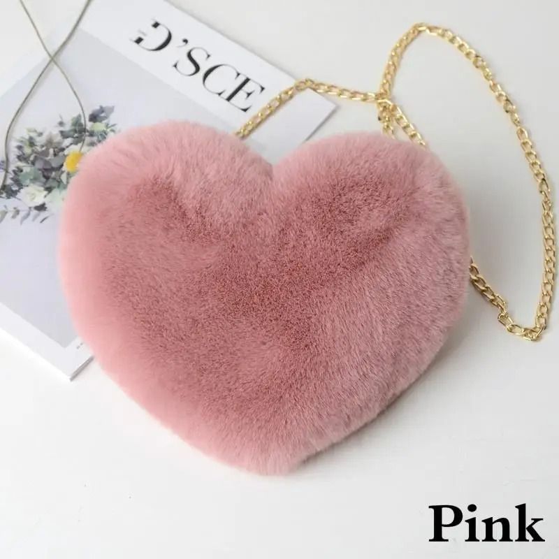 Faux Fur HeartShaped Crossbody Bag 11