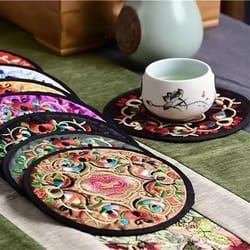 vintage floral embroidery coasters