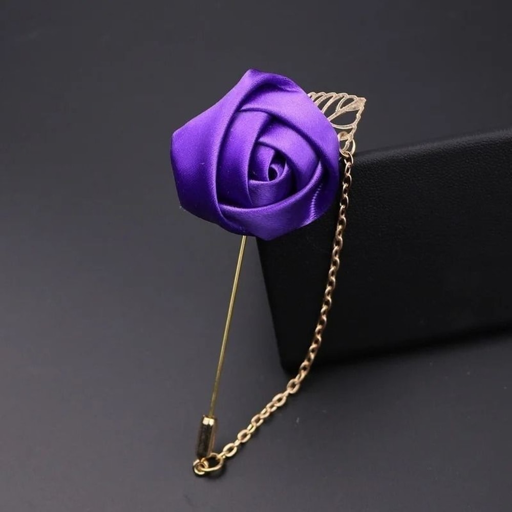 Handmade Canvas Rose Flower Brooch Pin 2
