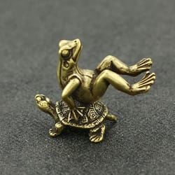 antique brass tortoise and frog miniature sculpture
