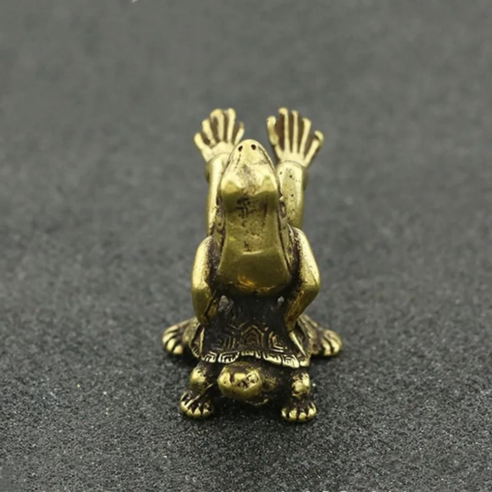 Antique Brass Tortoise And Frog Miniature Sculpture 1