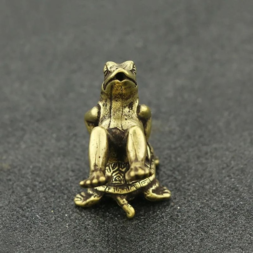 Antique Brass Tortoise And Frog Miniature Sculpture 2