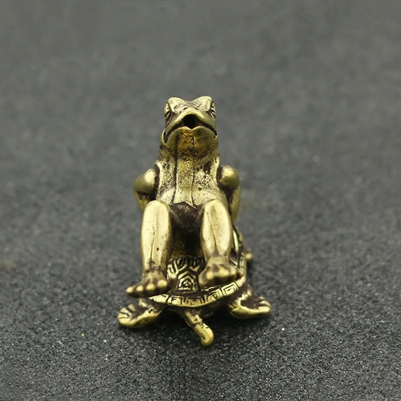 Antique Brass Tortoise And Frog Miniature Sculpture 2