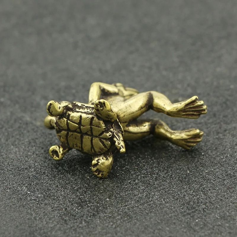 Antique Brass Tortoise And Frog Miniature Sculpture 4