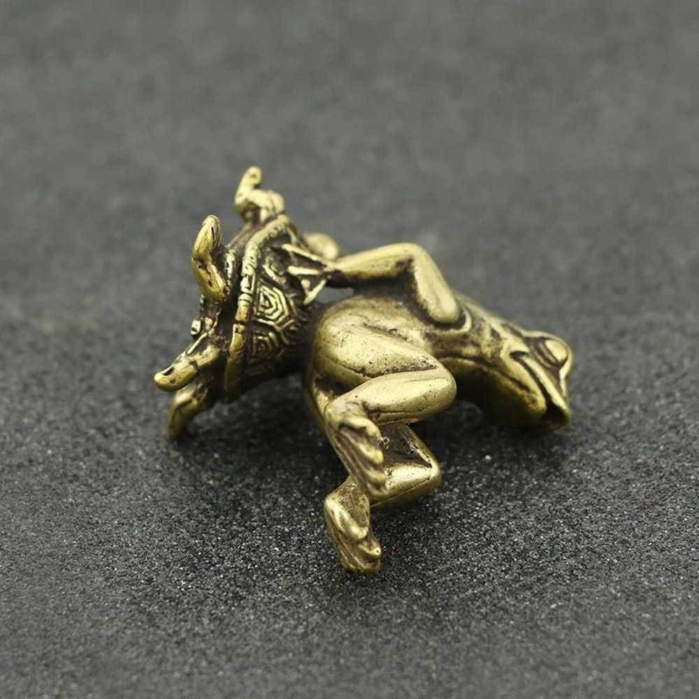 Antique Brass Tortoise And Frog Miniature Sculpture 5