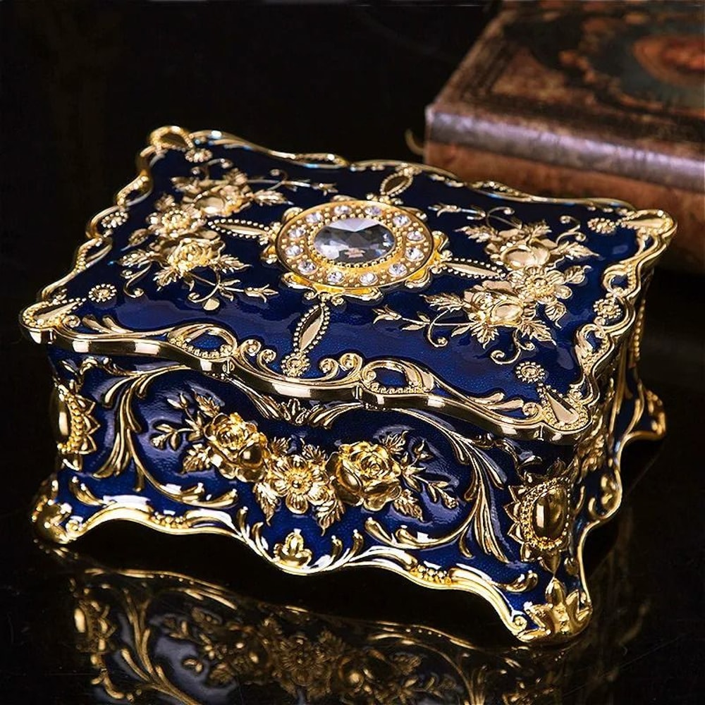 European Retro Inlaid Diamond Jewelry Box 1