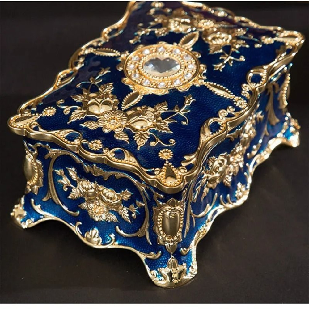 European Retro Inlaid Diamond Jewelry Box 3