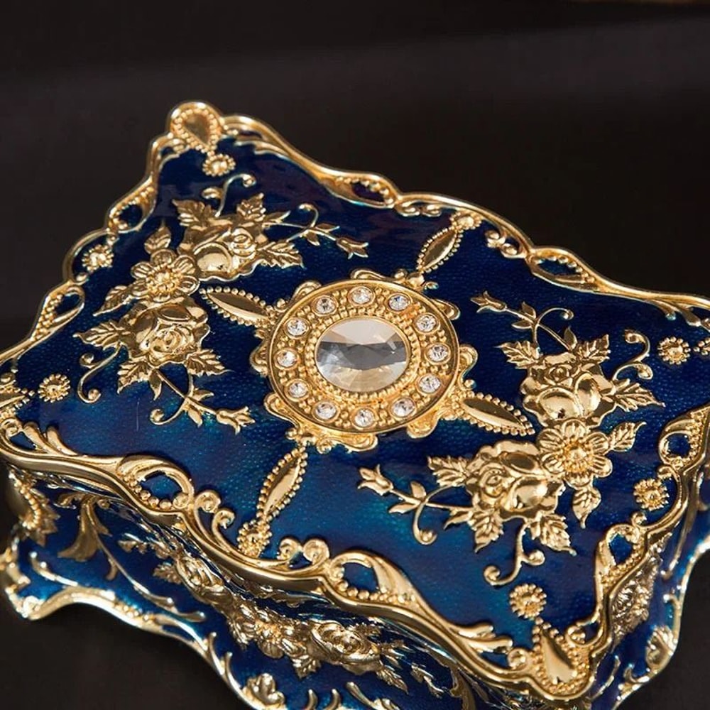 European Retro Inlaid Diamond Jewelry Box 4