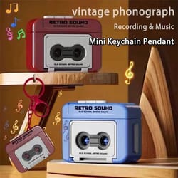 retro cassette recorder mini music box keychain and decompression bag pendant
