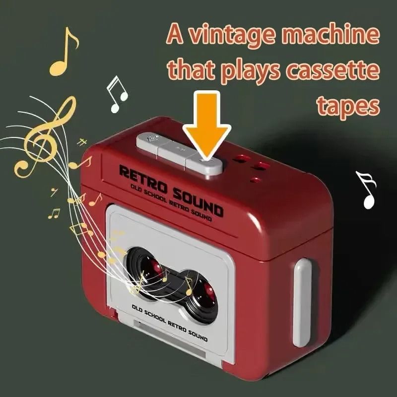 Retro Cassette Recorder Mini Music Box Keychain And Decompression Bag Pendant 2