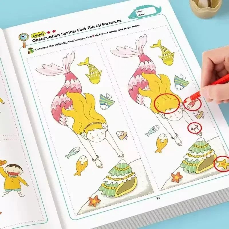 32 Page Interactive Learning Book Game For Kids Finding Differences Drawing Notebook 4
