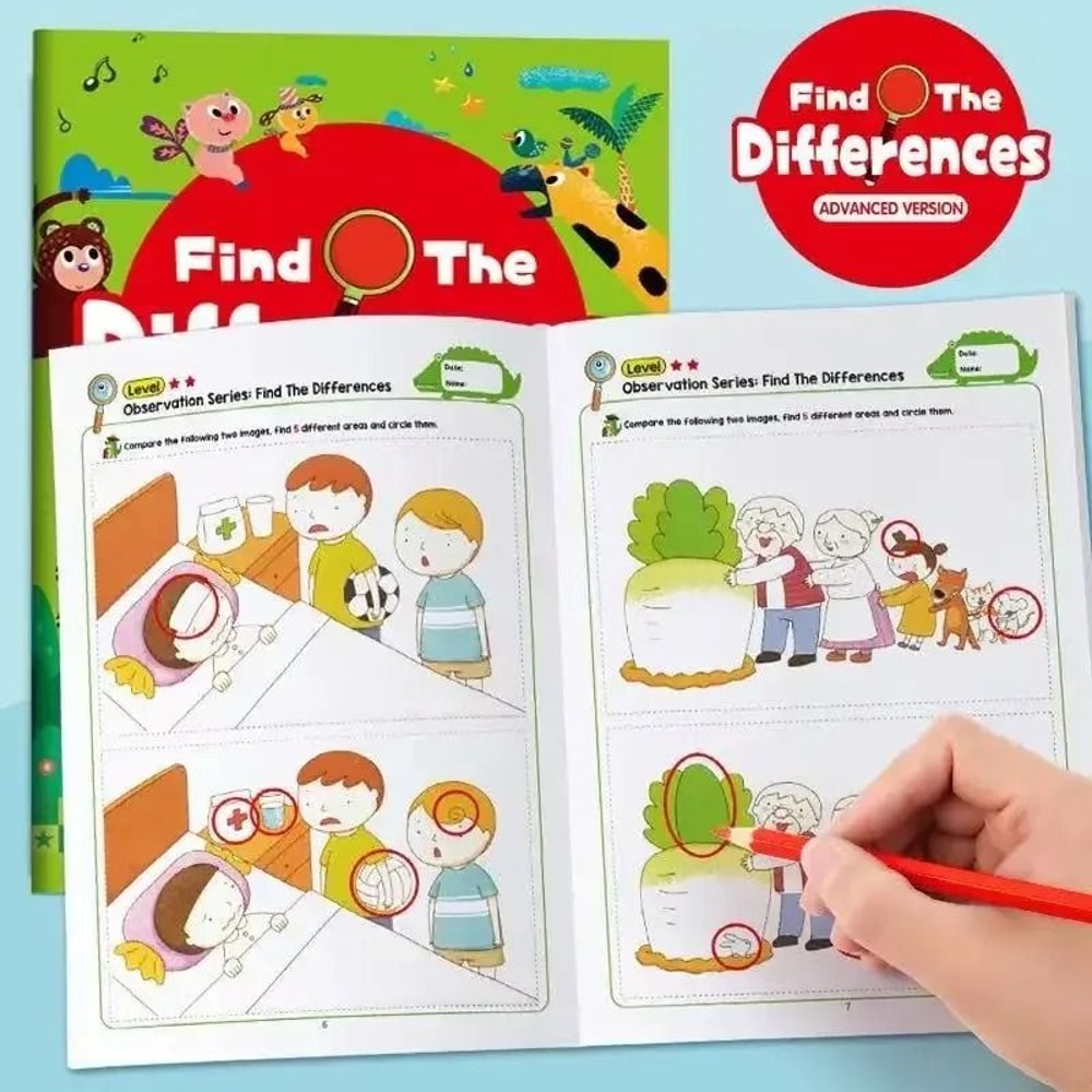 32 Page Interactive Learning Book Game For Kids Finding Differences Drawing Notebook 7