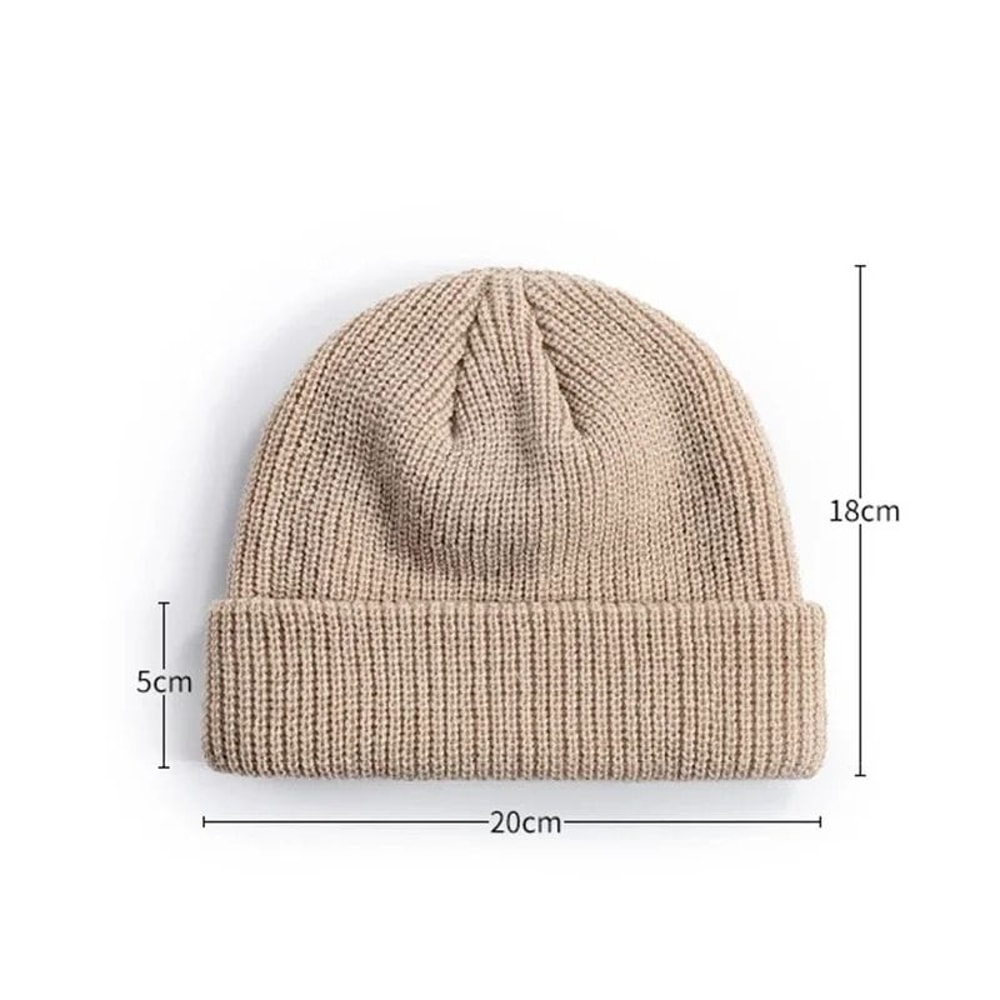 Knitted Hat For Men And Women Wool Fashion Simple Warm Skullies Winter Beanie Cap 4