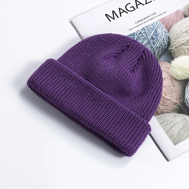 Knitted Hat For Men And Women Wool Fashion Simple Warm Skullies Winter Beanie Cap 7