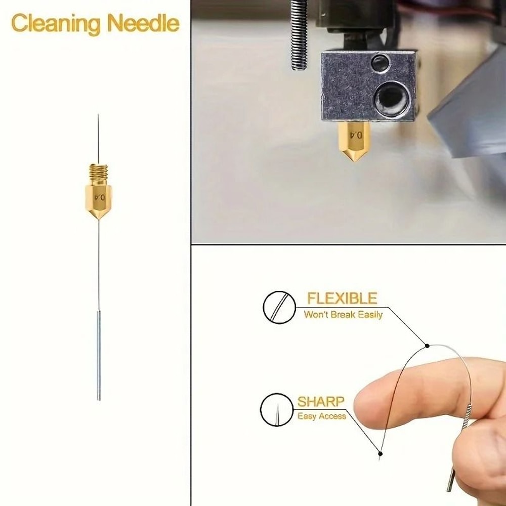 10 Piece 3D Printer Nozzle Cleaning Kit Stainless Steel Needles For Clogging And Maintenance 3