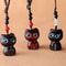 Creative Cute Cat Shape Lucky Blessing Charm Sandalwood Keychain Pendant 0