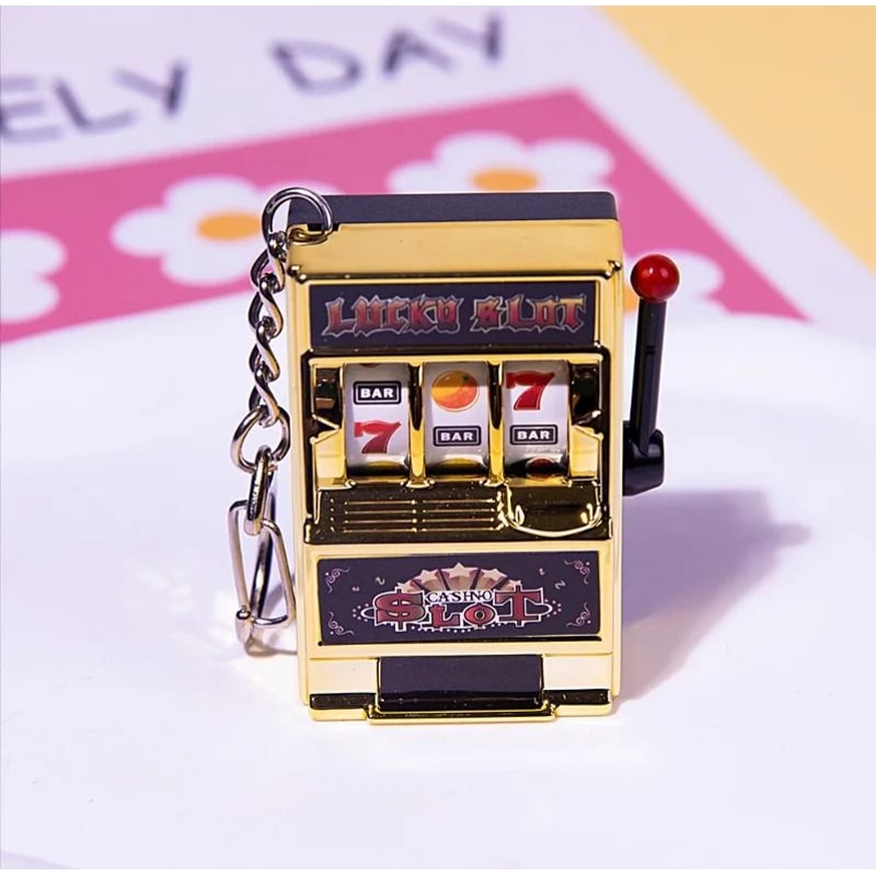 Funny Mini Slot Machine Toy Keychain Fruit Gaming Machine Bag Pendant Charm 7