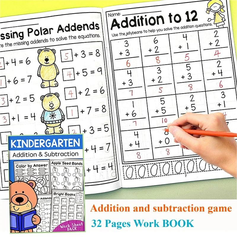32 Page Math Training Book Addition And Subtraction Exercises For Beginners 1