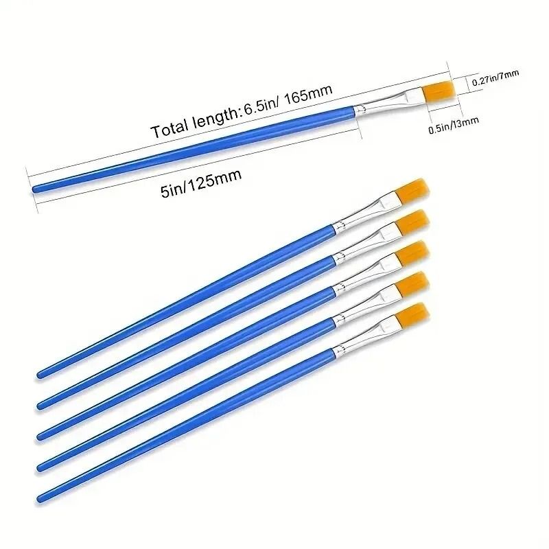 50 Piece Professional Painting Brush Set Round And Flat Nylon Hair Brushes For All Mediums 2