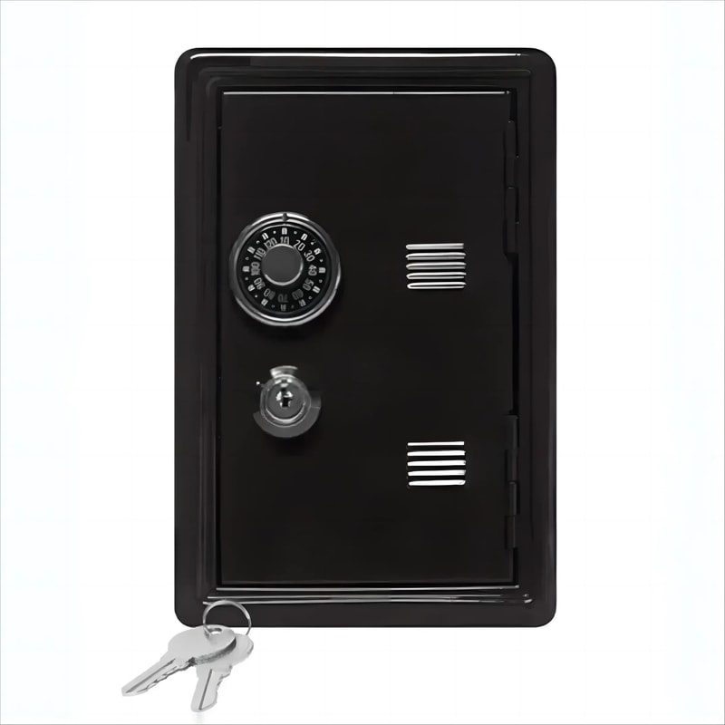 Vertical Mini Metal Safe And Decorative Desktop Storage Cabinet With Combination Lock 4
