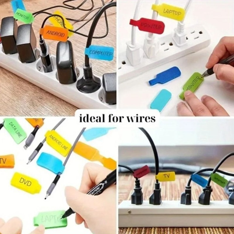 10 Piece Reusable Waterproof Cable Labels Color Coded Identification Tags For Charging And Data Cab 4