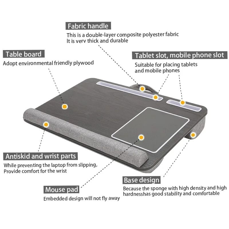 Portable Multi Purpose Laptop Lap Desk With Builtin Mouse Pad And Media Slots 5