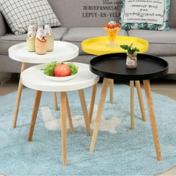 modern minimalist small round coffee table and versatile indoor/outdoor side desk