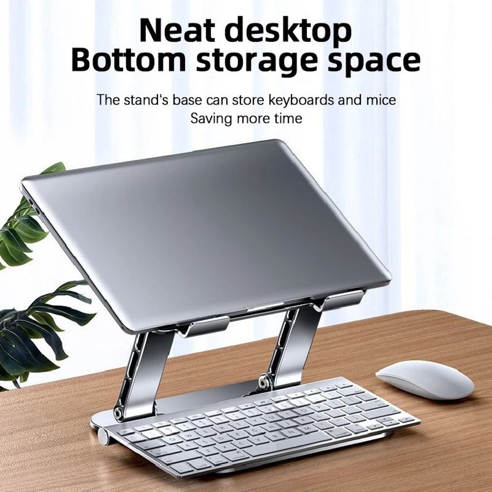 Adjustable Aluminum Alloy Cooling Laptop Stand With Keyboard Storage 2