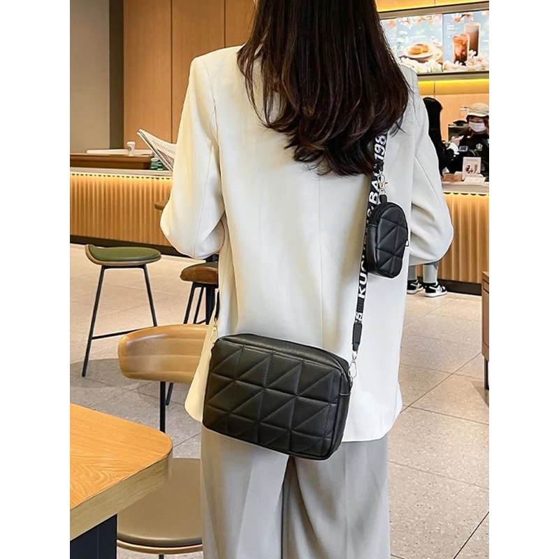 Fashionable DiamondPatterned Mobile Phone Bag TwoPiece Set 3