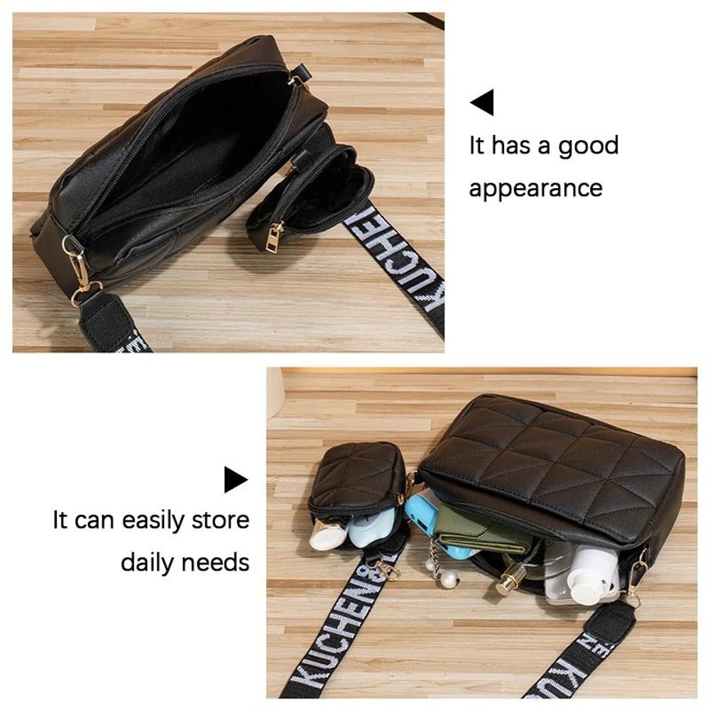 Fashionable DiamondPatterned Mobile Phone Bag TwoPiece Set 4