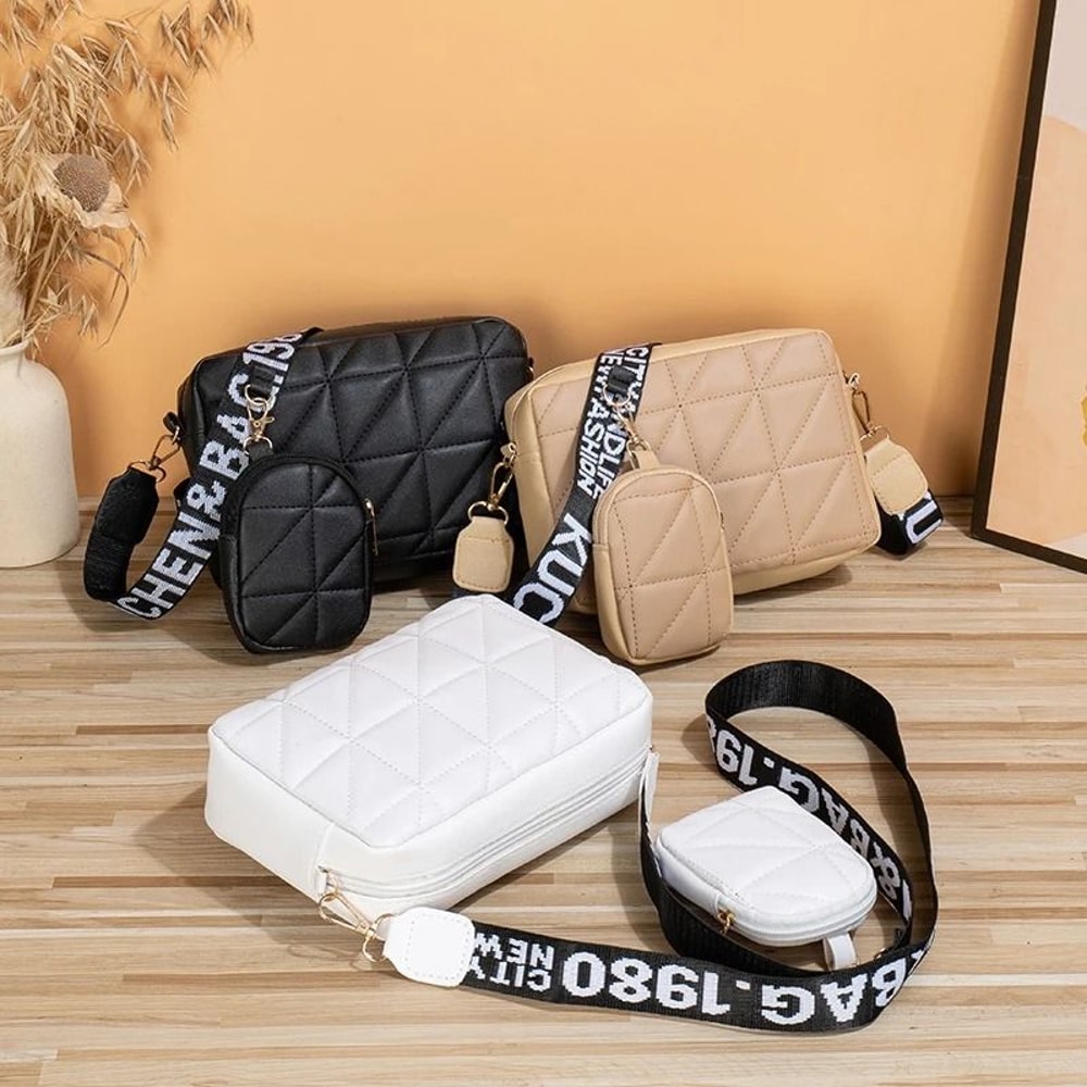 Fashionable DiamondPatterned Mobile Phone Bag TwoPiece Set 5