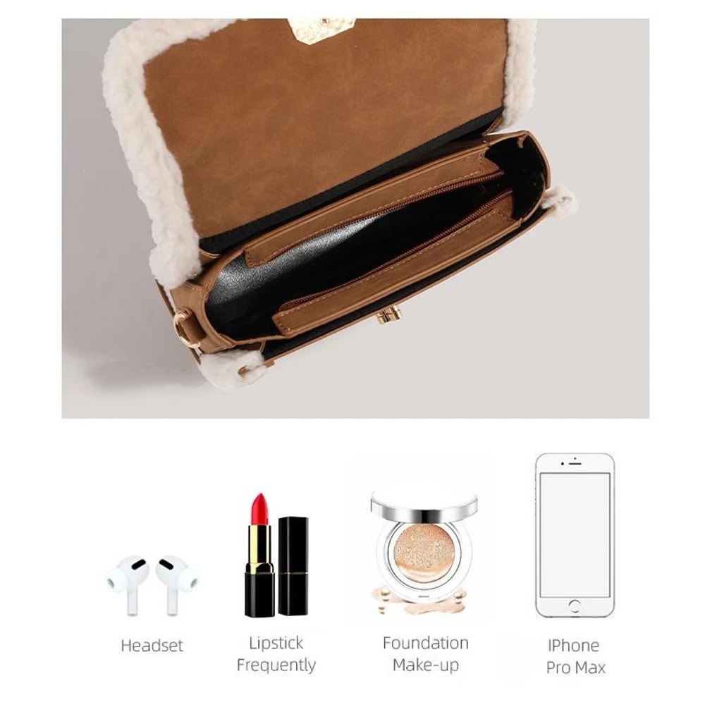 Autumn And Winter Plush Patchwork Commuter Bag 3