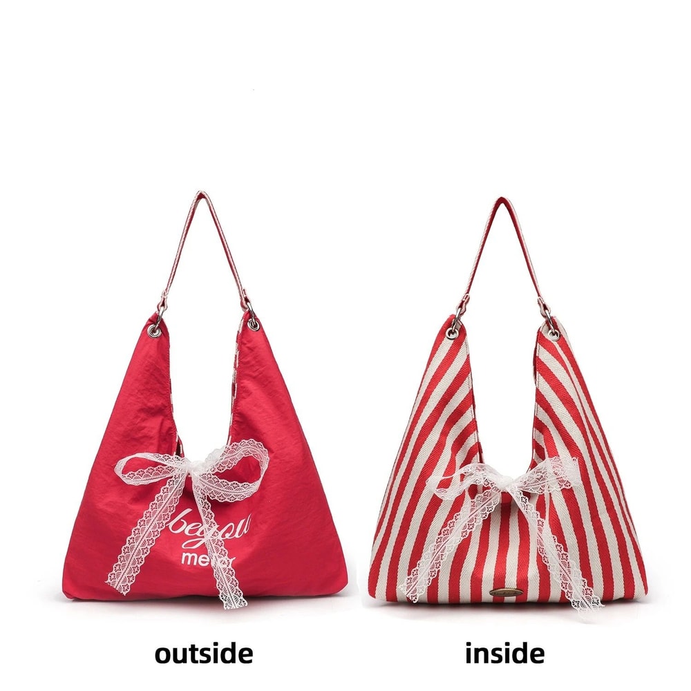 Fashionable LargeCapacity Striped Canvas Tote And Commuter Bag 3
