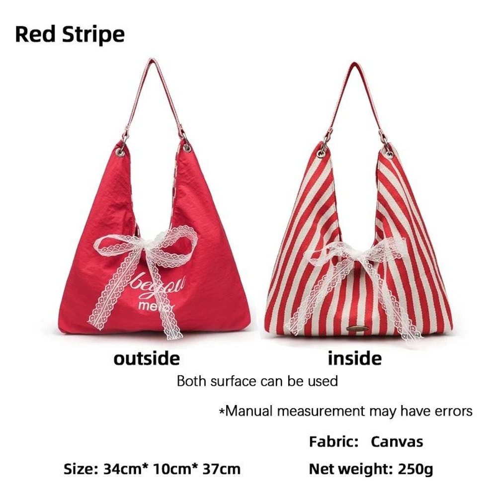 Fashionable LargeCapacity Striped Canvas Tote And Commuter Bag 6