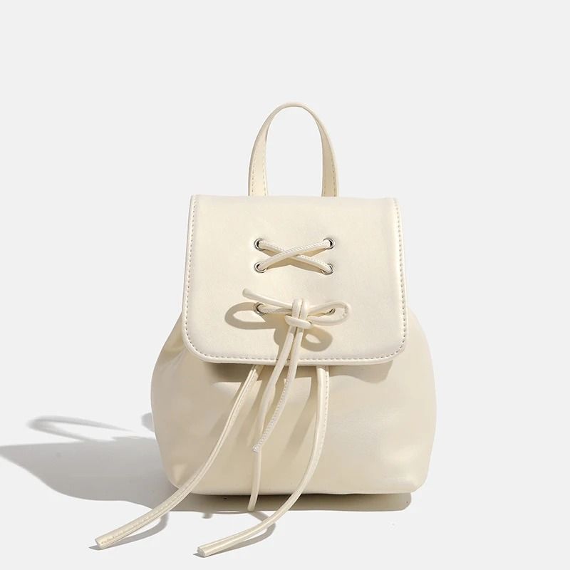 Simple Trendy PU Leather Backpack With Bowknot Detail 4