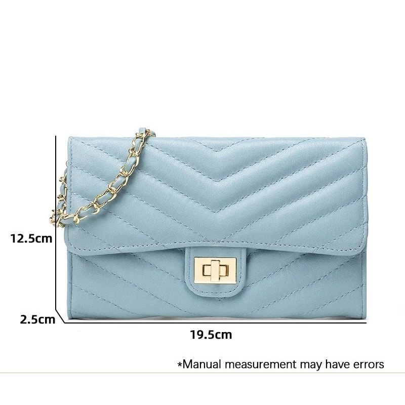 Fashionable VPattern Quilted Crossbody Chain Bag 9