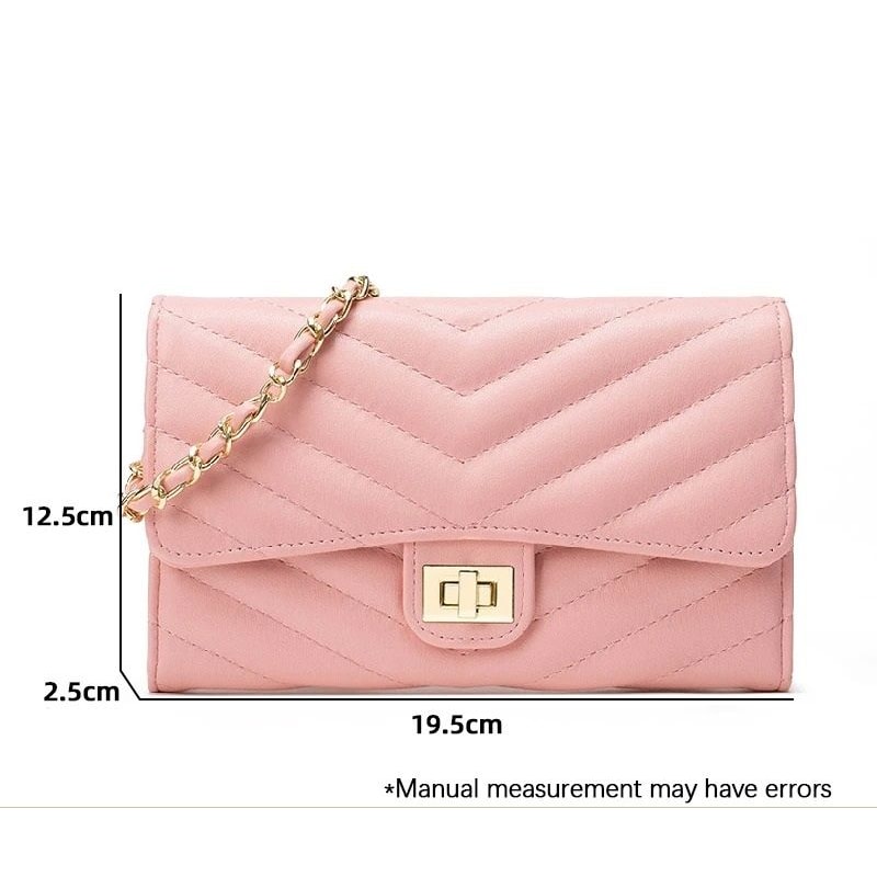 Fashionable VPattern Quilted Crossbody Chain Bag 11
