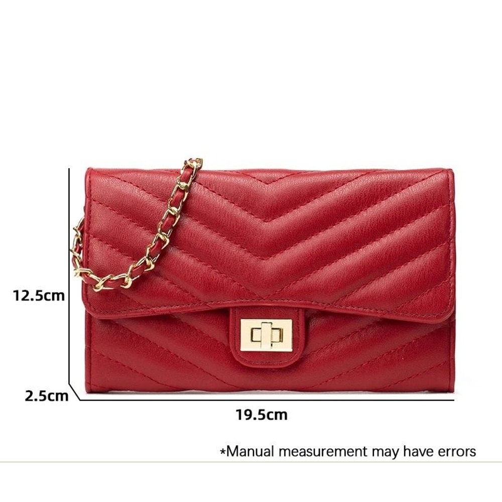 Fashionable VPattern Quilted Crossbody Chain Bag 12