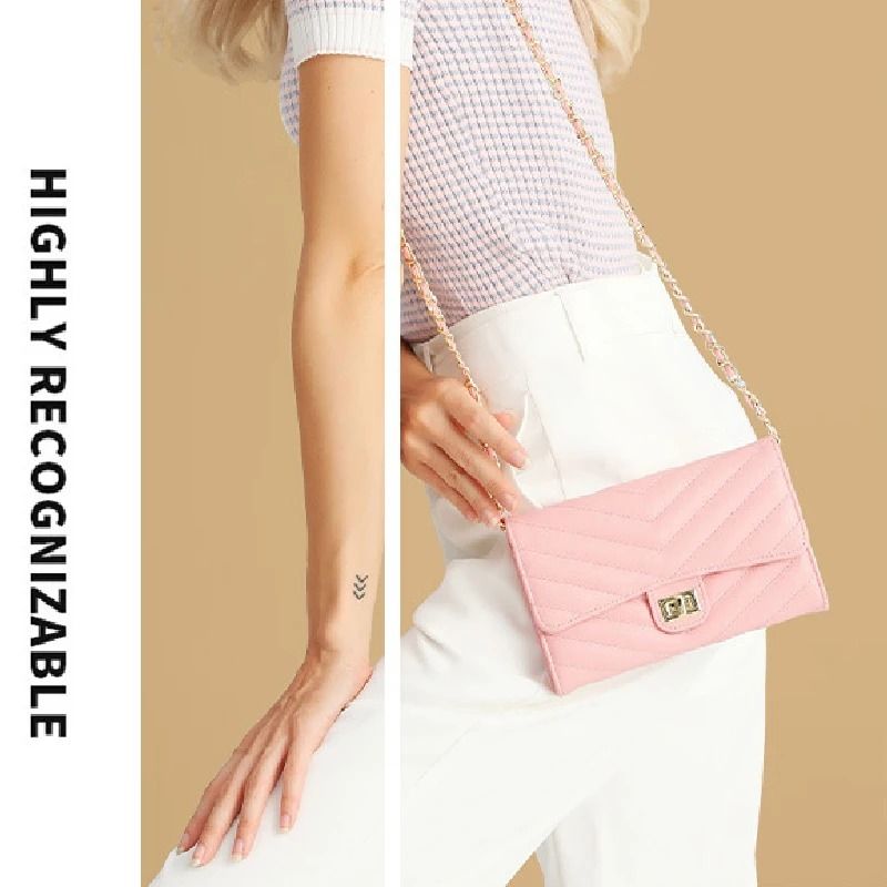 Fashionable VPattern Quilted Crossbody Chain Bag 2