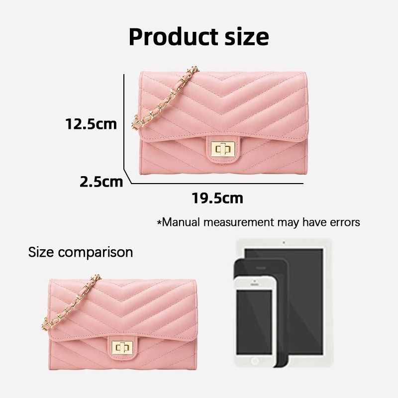 Fashionable VPattern Quilted Crossbody Chain Bag 3