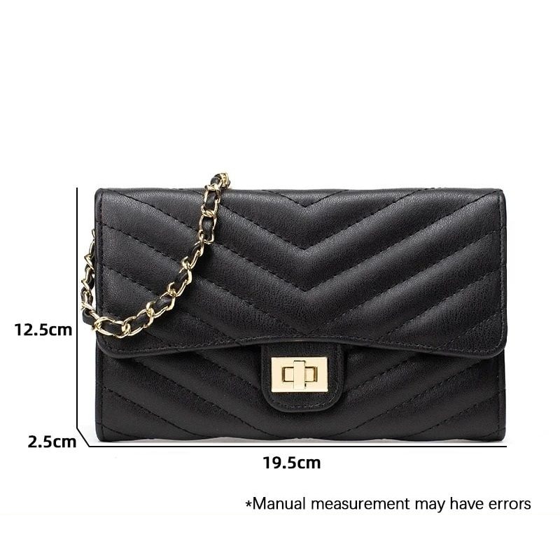 Fashionable VPattern Quilted Crossbody Chain Bag 7