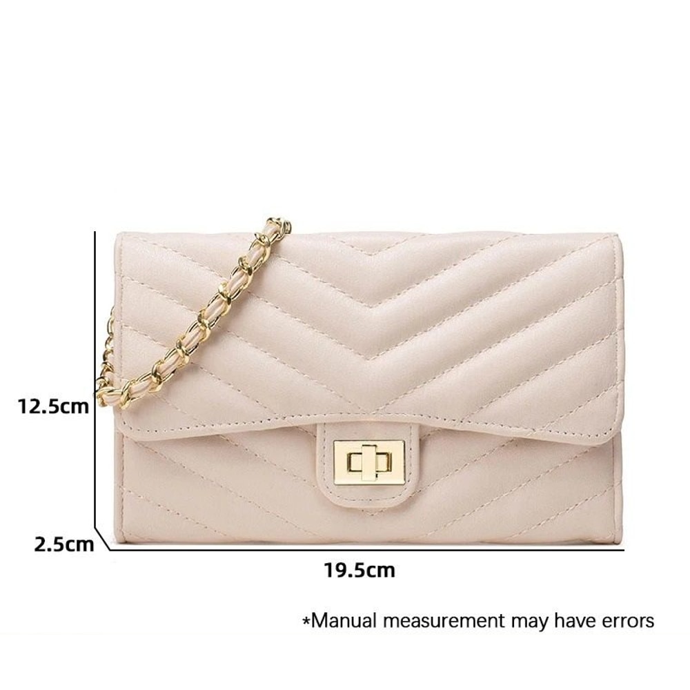 Fashionable VPattern Quilted Crossbody Chain Bag 8