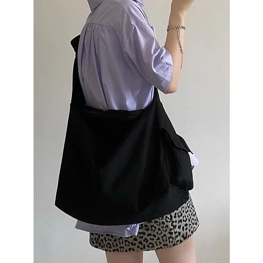 LaidBack WorkwearStyle Large Capacity Canvas Crossbody Bag 5