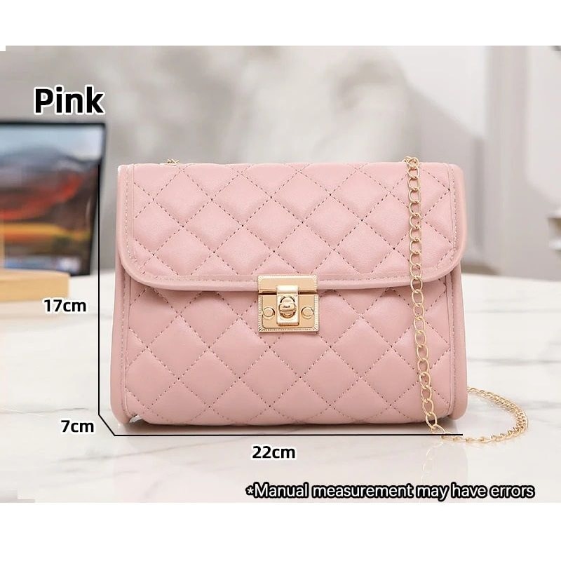 Embroidered Checkered Crossbody Chain Bag 9