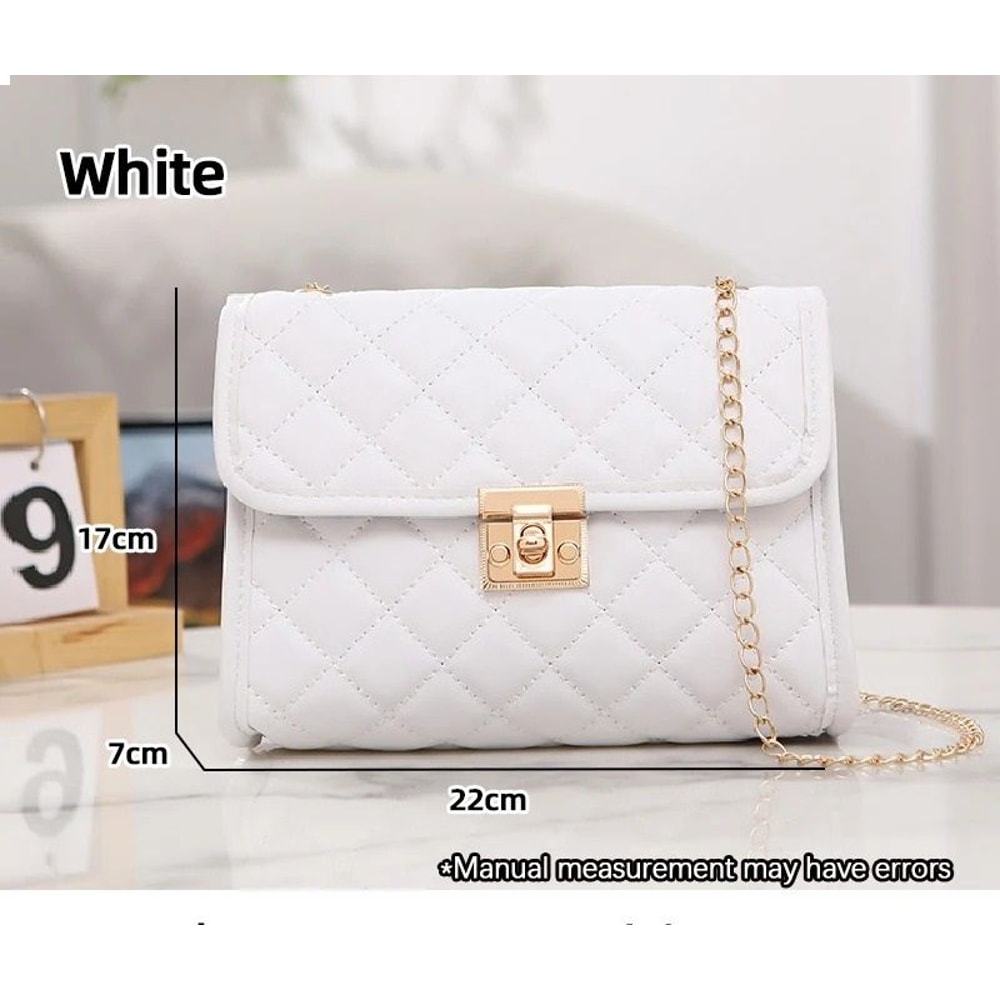 Embroidered Checkered Crossbody Chain Bag 10