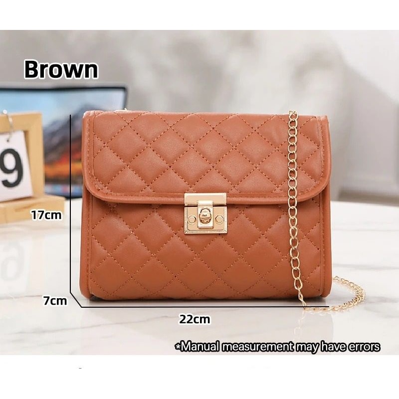 Embroidered Checkered Crossbody Chain Bag 11