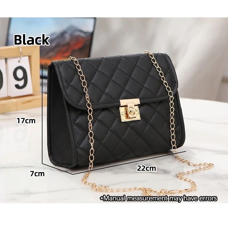 Embroidered Checkered Crossbody Chain Bag 7