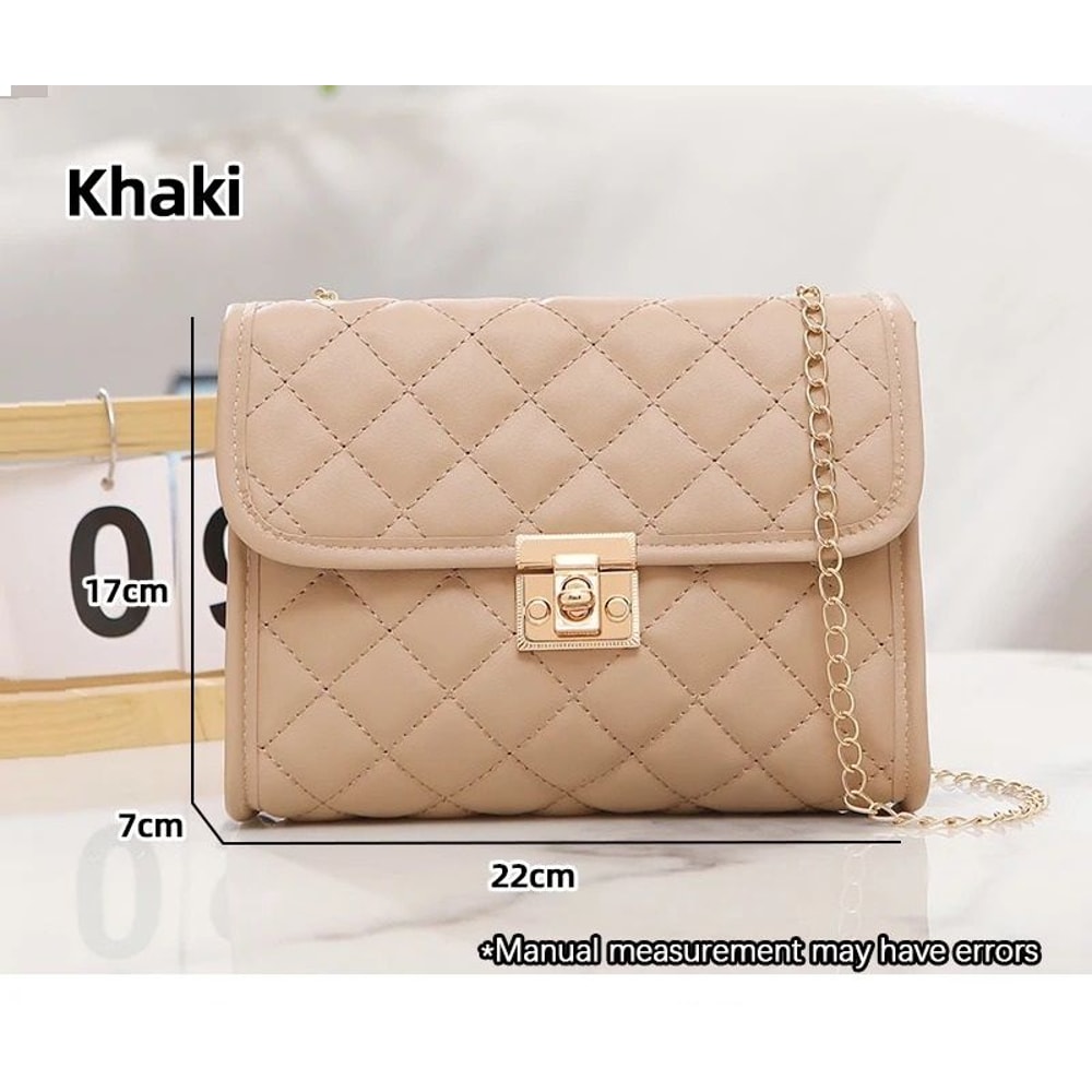 Embroidered Checkered Crossbody Chain Bag 8