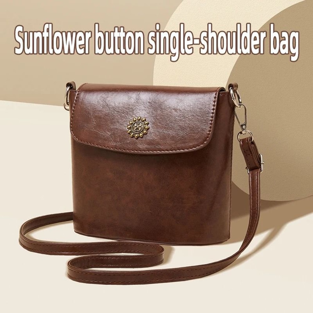 Retro Sunflower Button Bucket Bag And Versatile Commuting Bag 0