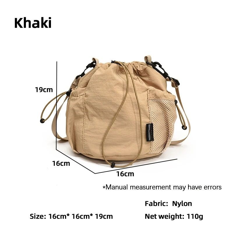 Simple And Lightweight Nylon Drawstring Crossbody Bag 10